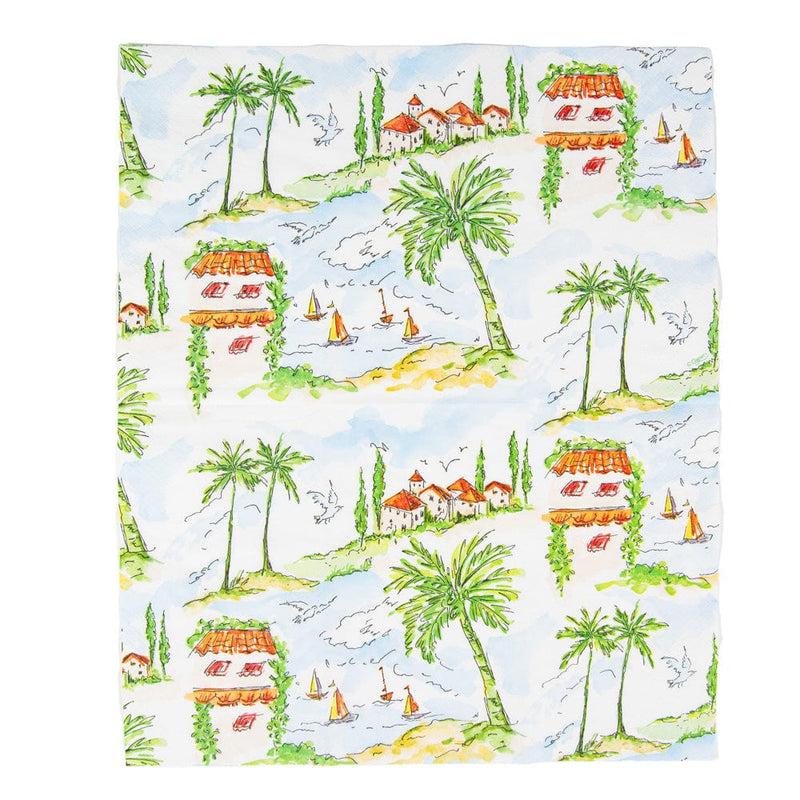 Caspari Mallorca Guest Towel Napkins - 15 Per Package