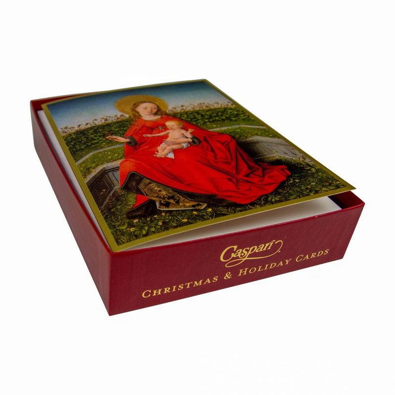 Caspari Maria Of The Rose Bush D-Size Boxed Christmas Cards - 15 Cards And Envelopes