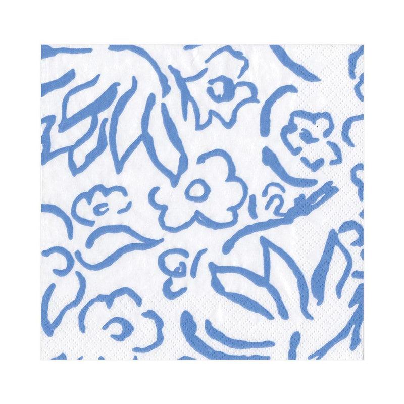 Caspari Matisse Paper Luncheon Napkins In Blue - 20 Per Package