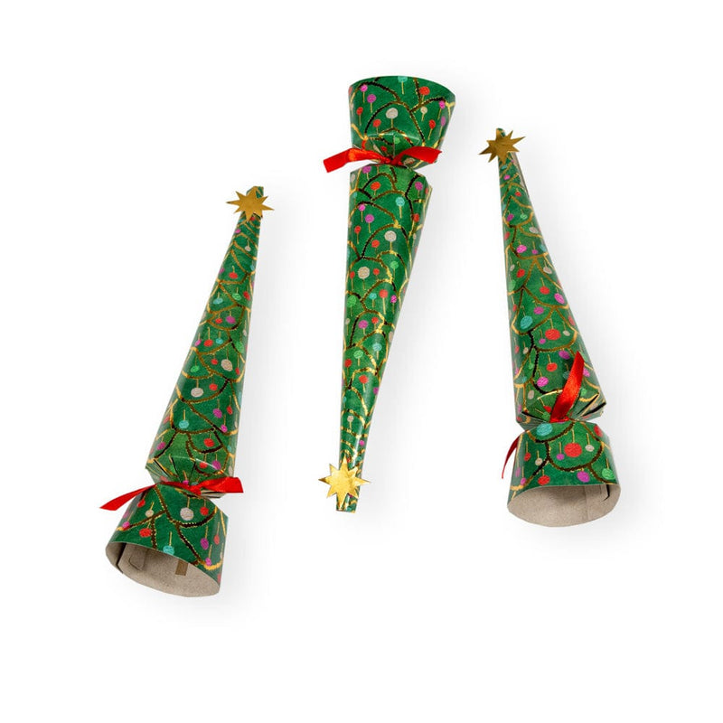 Caspari Merry And Bright Christmas Cone Crackers - 8 Per Box