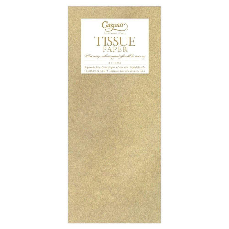 Caspari Metallic Tissue Paper In Gold - 4 Sheets Included
