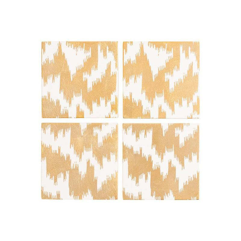 Caspari Modern Moiré Square Lacquer Coaster In Holder - Set Of 4