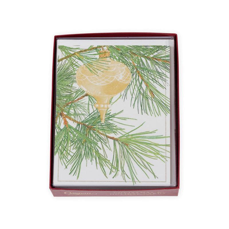 Caspari Ornament Among Pine Boxed Christmas Cards - 15 Cards & 15 Envelopes