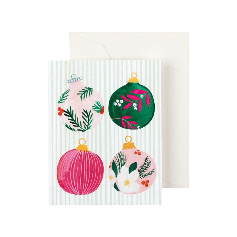 caspari Painted Ornaments Gift Enclosure Cards - 4 Mini Cards & 4 Envelopes
