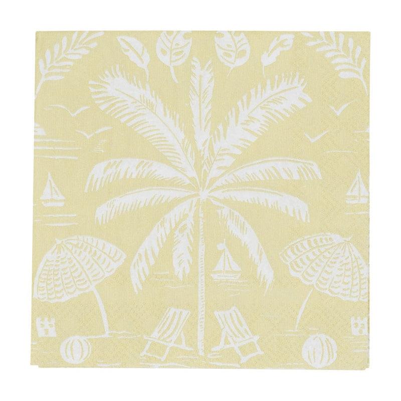 Caspari Palms And Parasols Key Lime Cocktail Napkins - 20 Per Package