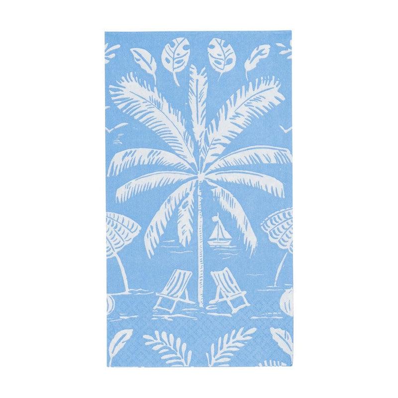 Caspari Palms And Parasols Ocean Guest Towel Napkins - 15 Per Package