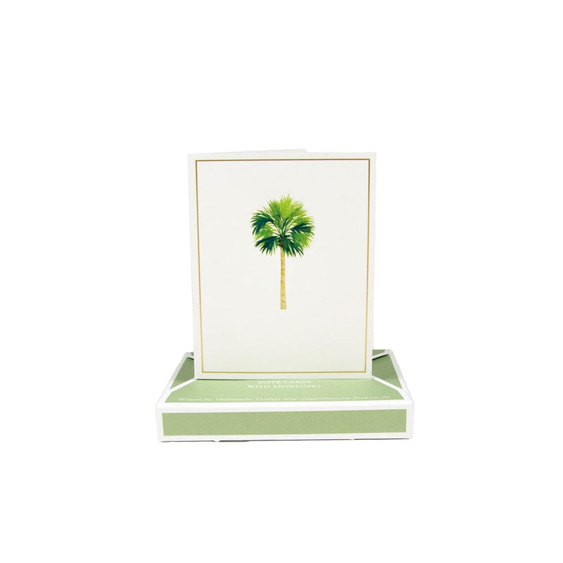 Caspari Palms Foil Boxed Note Cards - 10 Cards And 10 Envelopes Per Package