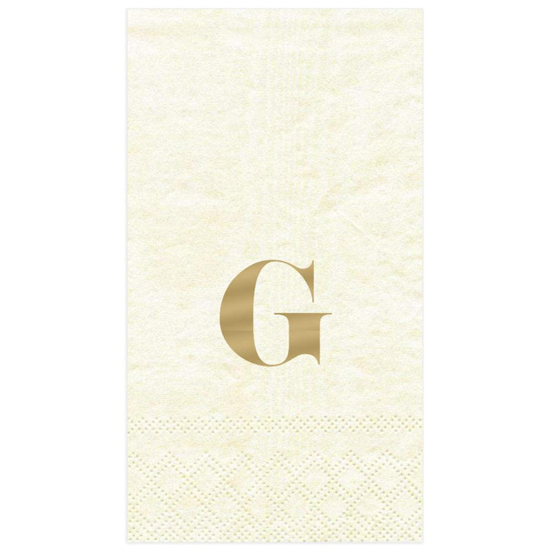 Caspari Personalized Single Initial Moiré Guest Towel Napkins