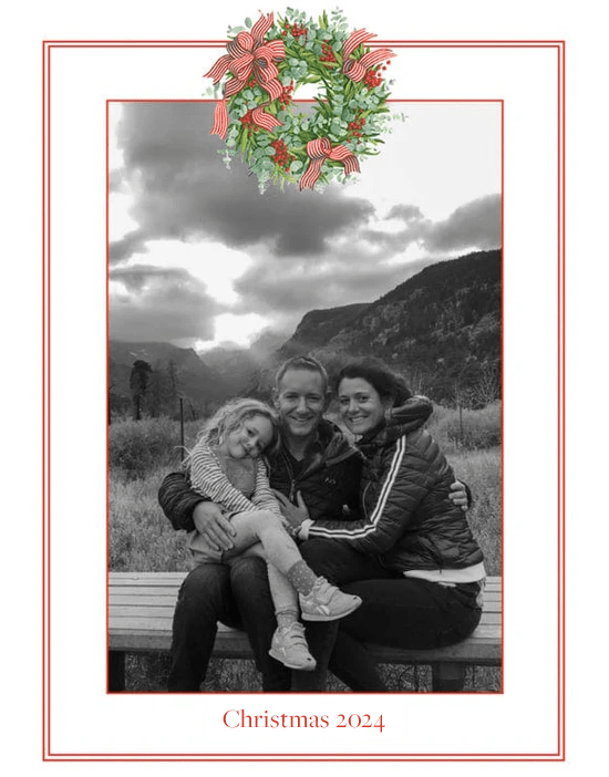 Caspari Personalized Wreath Holiday Photo Cards - Portrait