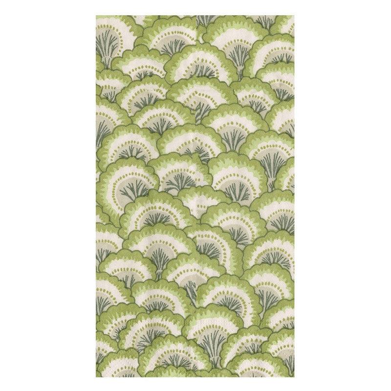 Caspari Pontchartrain Scallop Green Guest Towel Napkins - 15 Per Package
