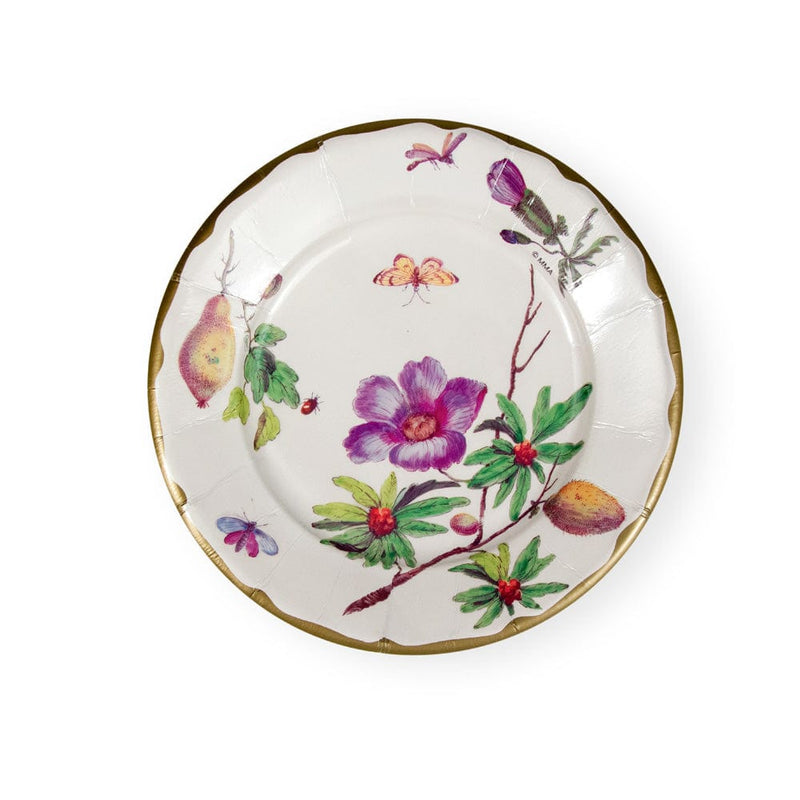 Caspari Porcelain Blooms Ivory Salad & Dessert Plates - 8 Per Package