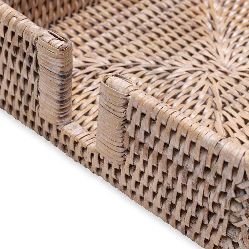 Caspari Rattan Luncheon Napkin Holder In White Natural - 1 Each