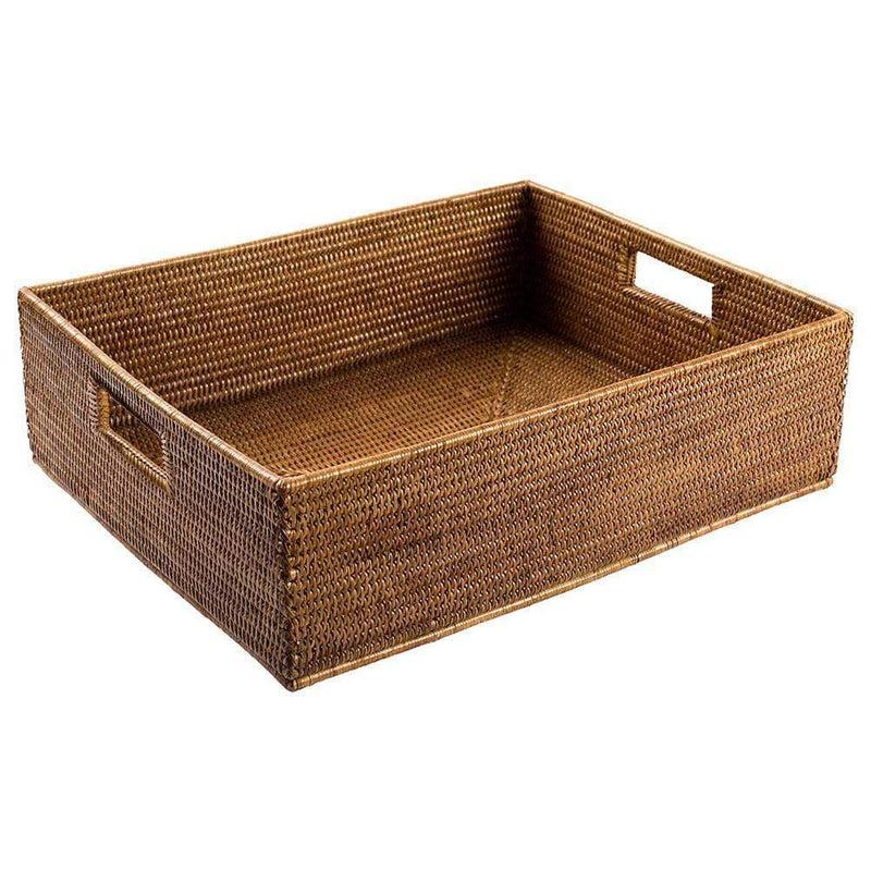Caspari Rattan Rectangular Deep Tray In Dark Natural - 1 Each