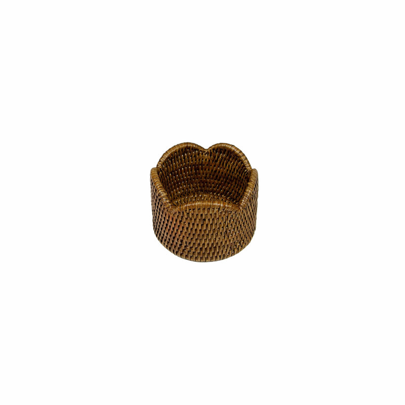 Caspari Rattan Scalloped Wine Coaster In Natural - 1 Coaster