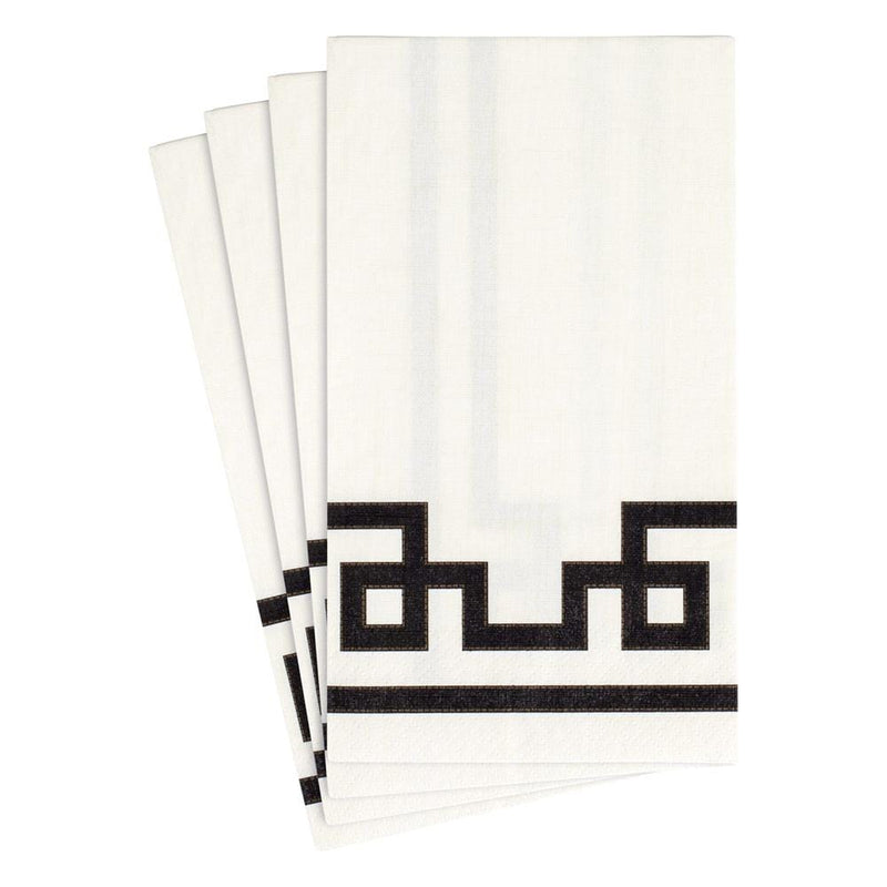 caspari Rive Gauche Paper Guest Towel Napkins in Black & White - 15 Per Package