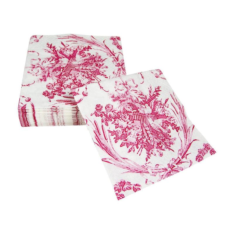 Caspari Romantic Toile Rose Cocktail Napkins - 20 Per Package