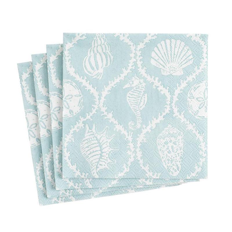 Caspari Seychelles Paper Cocktail Napkins In Aqua - 20 Per Package