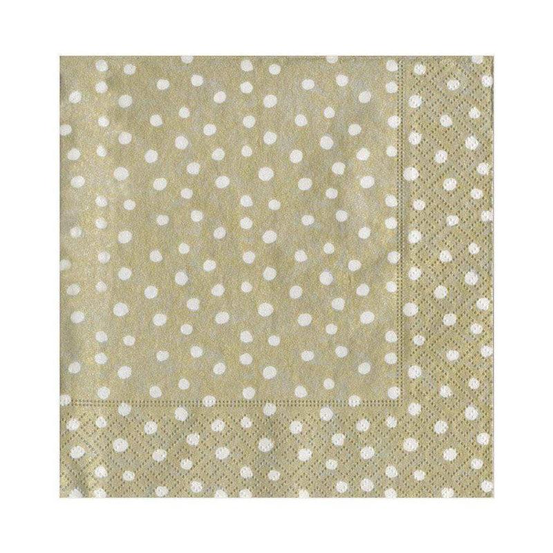 Caspari Small Dots Paper Luncheon Napkins In Platinum - 20 Per Package