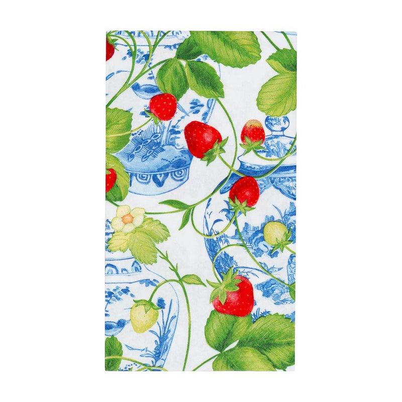 Caspari Strawberries And Cream Guest Towel Napkins - 15 Per Package