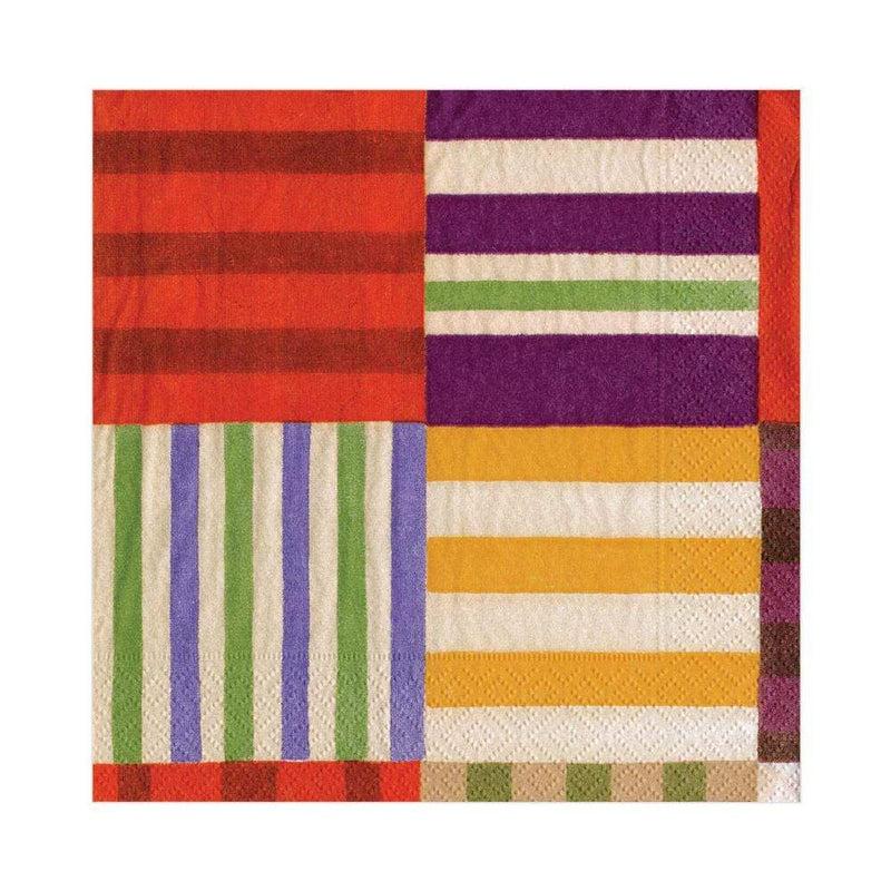 Caspari Striped Patchwork Paper Luncheon Napkins In Purple - 20 Per Package