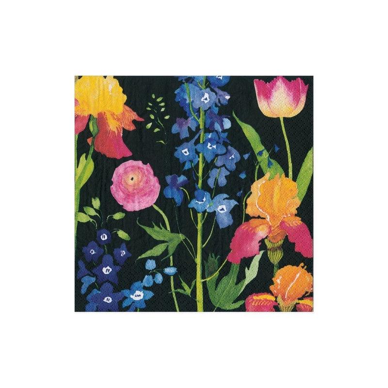 caspari Summer Garden Paper Cocktail Napkins in Black - 20 Per Package