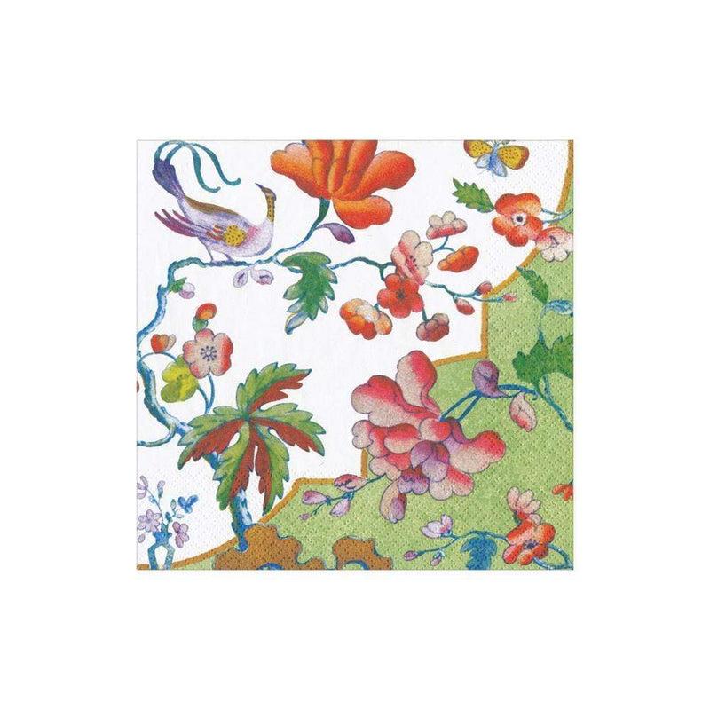 Caspari Summer Palace Paper Cocktail Napkins In Celadon - 20 Per Package