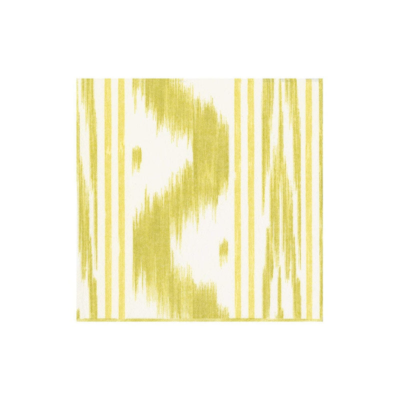 Caspari Toile De Nantes Yellow Paper Linen Cocktail Napkins - 15 Per Package