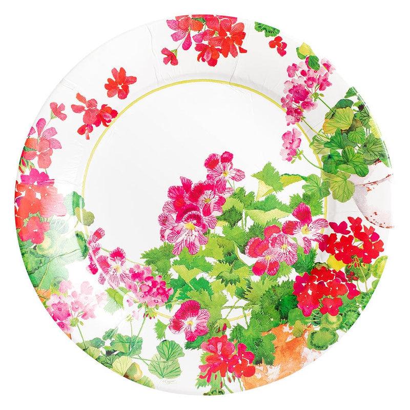 Caspari Trailing Geranium Dinner Plates - 8 Per Package