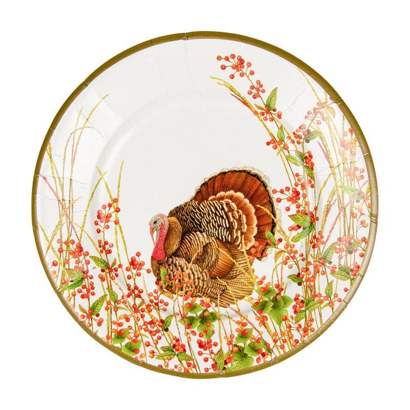 Caspari Turkey And Berries Paper Salad & Dessert Plates - 8 Per Package