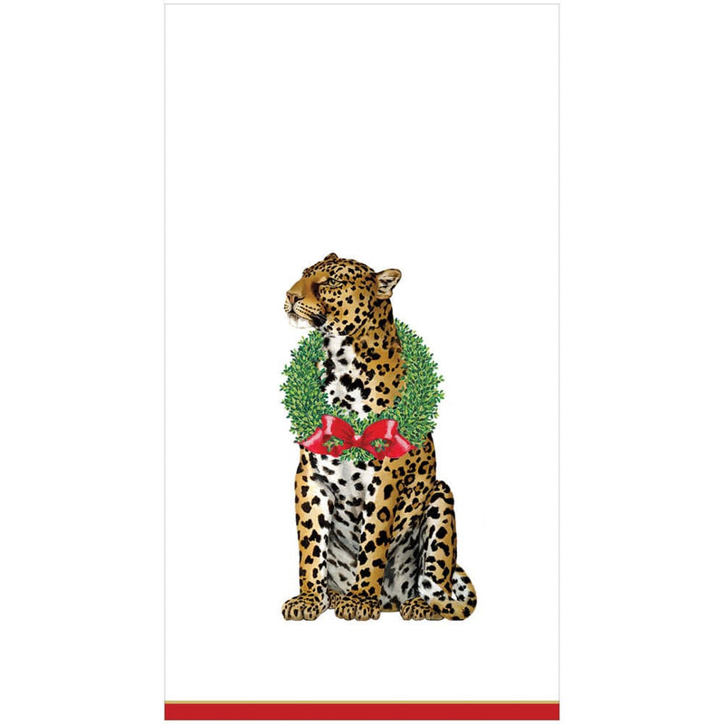 caspari Wild Christmas Ivory Guest Towel Napkins - 15 Per Package