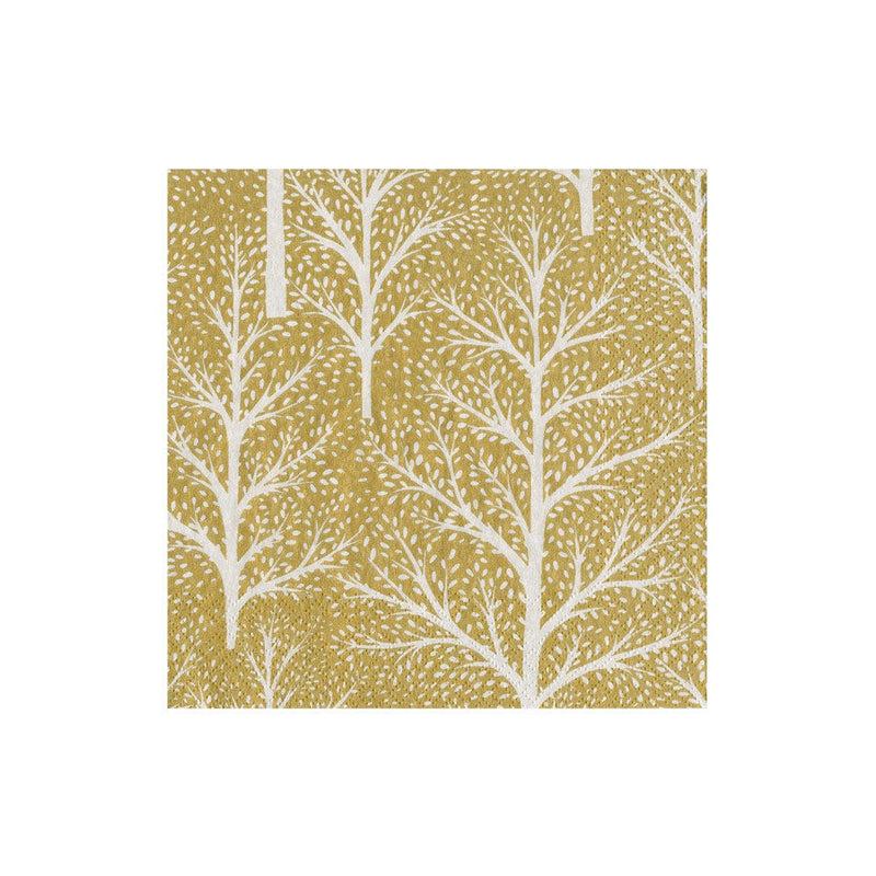 caspari Winter Trees Green & White Boxed Cocktail Napkins - 40 Per Box